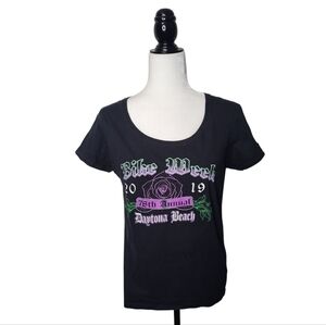 2019 Daytona Beach Bike Week Women's T-Shirt Size M Black 78th Anniversary